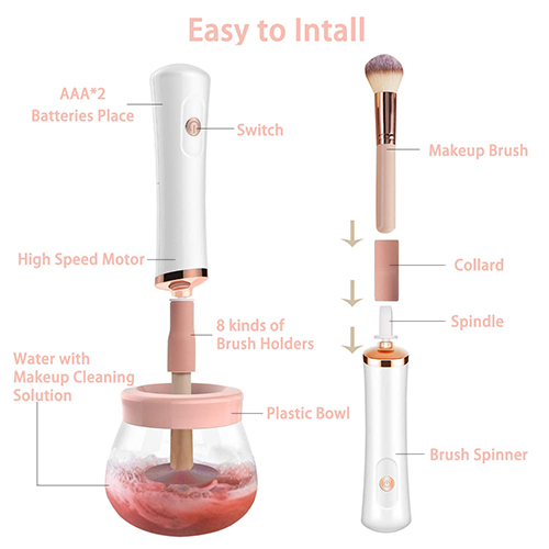 Electric Makeup Brush Cleaner Machine with FREE Makeup Cleaner Shampoo -  Automatic Makeup Brush Washing Machine and Spinning Dryer with Rubber  Collars - Clean, Rinse and Dry in Seconds - Yahoo Shopping