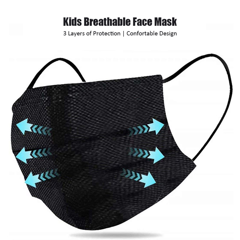 50PCS Disposable Face Masks for Kids 3-Ply Breathable Cute Safety